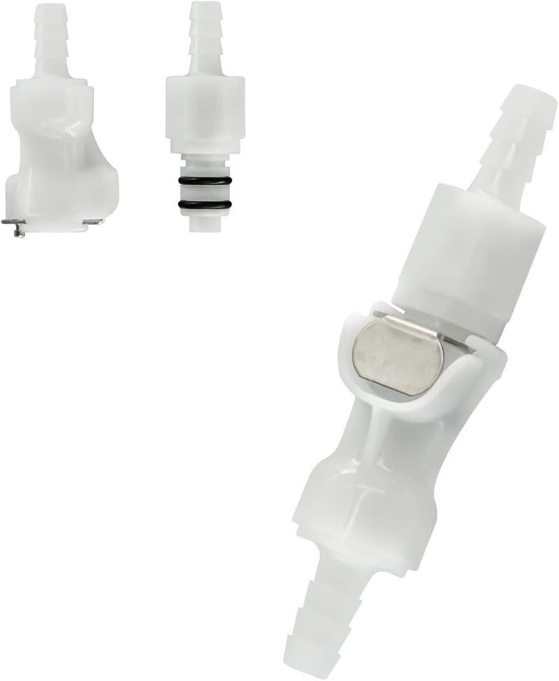 BBTUS 1/4" 3/8" 5/16" Plastic Hose Barb In-Line Quick Connector, Quick Release Vacuum Disconnect Coupling, Shut-Off Valved Insert Tube Quick Connect Fittings (1 Male+ 1 Female)(1/4") - Image 1